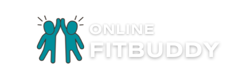 Logo online fitbuddy transparant en witte letters