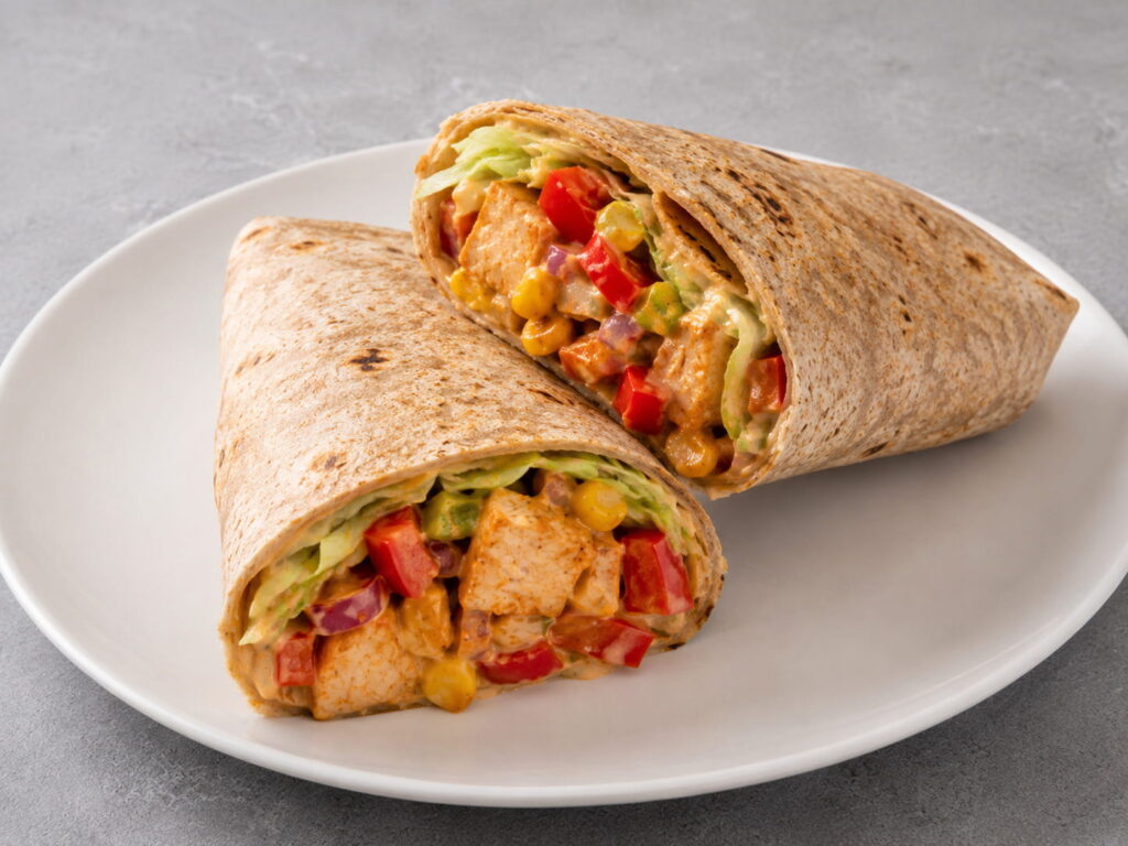 burritos met kip mais en paprika