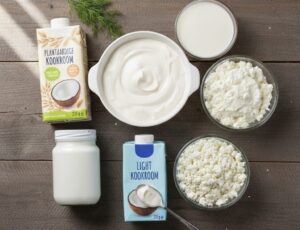 gezond alternatief voor kookroom zoals melk, cottage cheese, kwark, light en plantaardige room