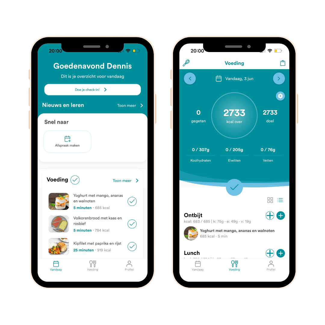 Persoonlijk voedingsschema online fitbuddy app