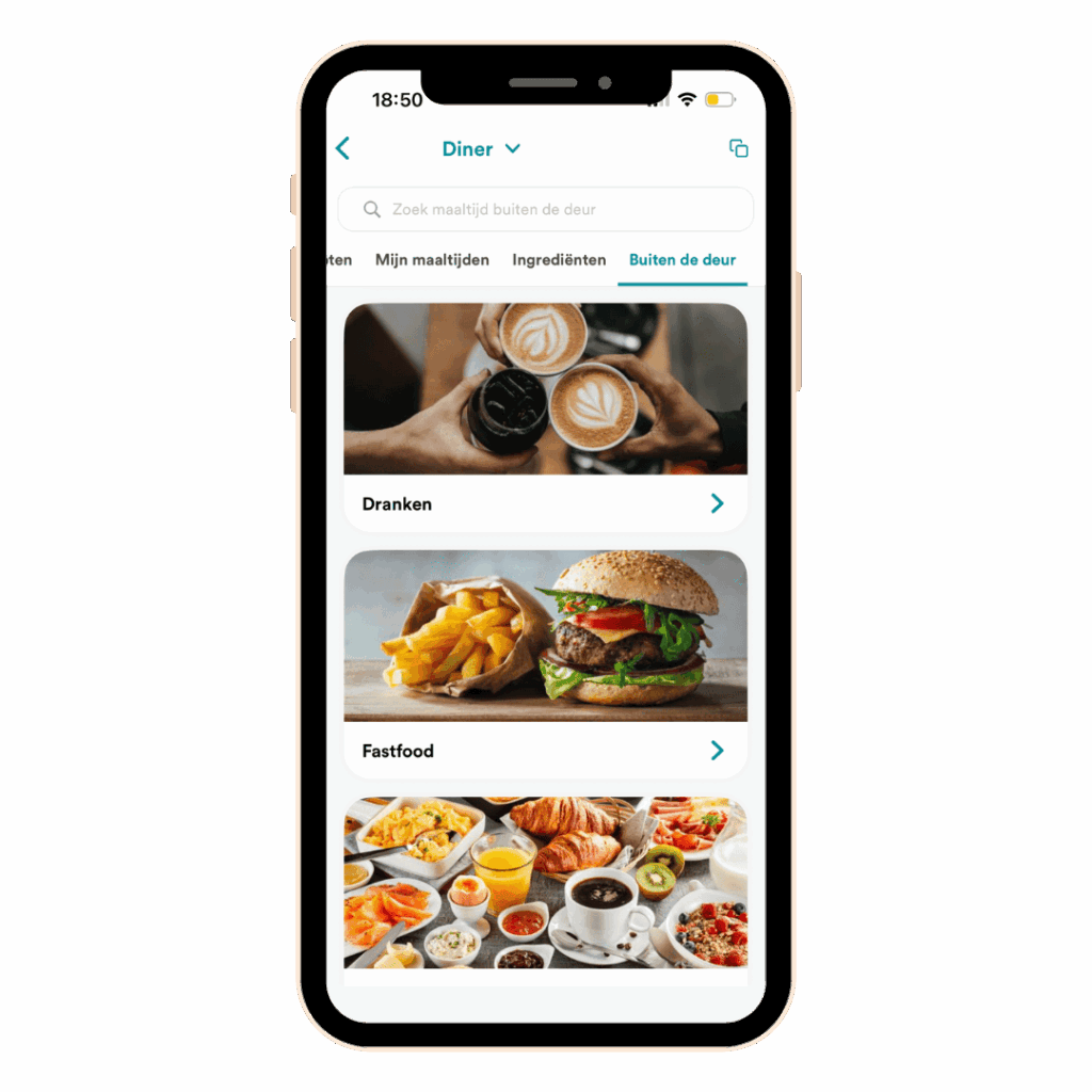 voedingsschema app met buiten de deur maaltijden