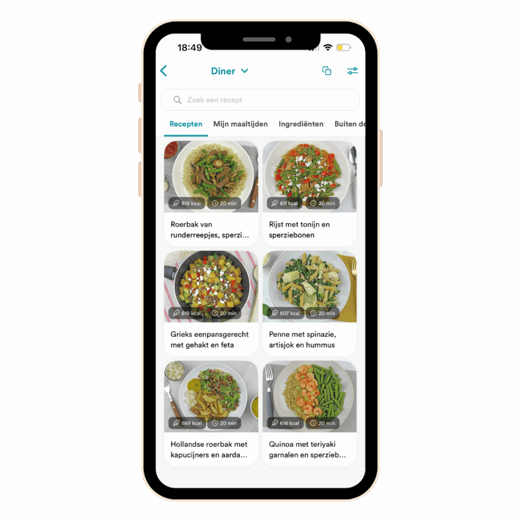 voedingsapp met meer dan 2000 recepten