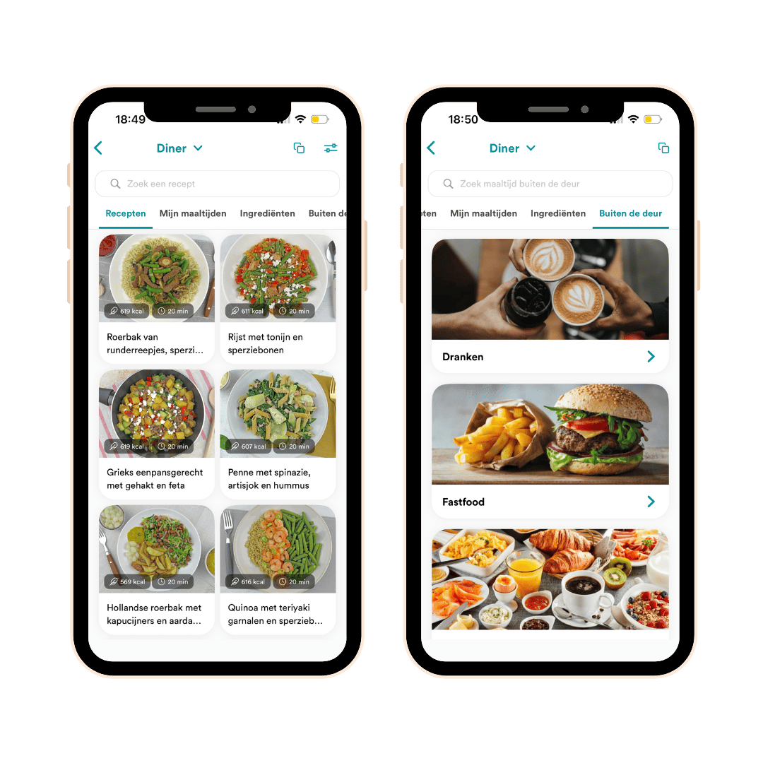 voedingsschema recepten in app