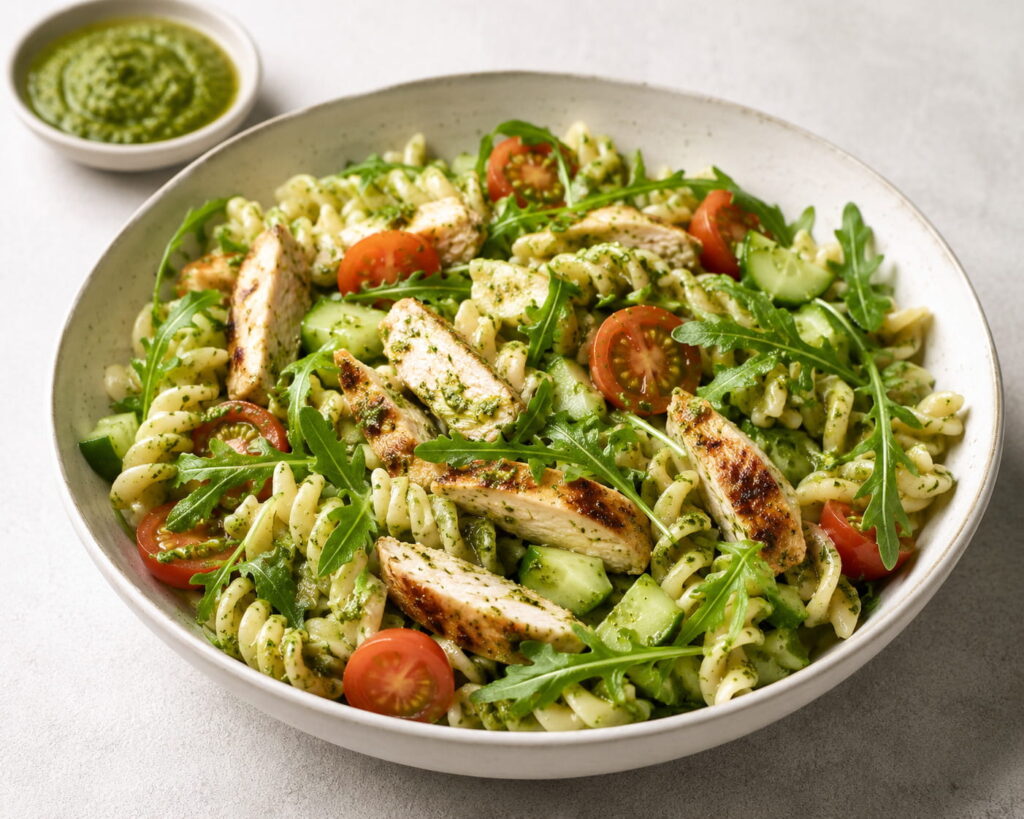 pasta pesto salade met kip