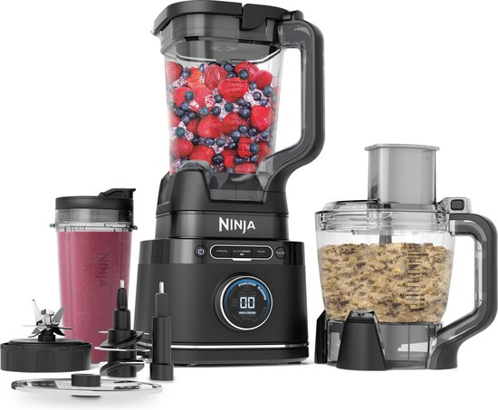 Ninja Detect 3-in-1 Foodprocessor, Blender en Smoothie Maker - BlendSense Technologie - 2024 Model - IJscrusher - 1200 Watt - TB401EU