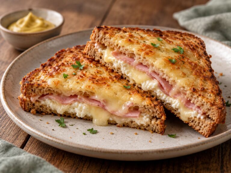 Tosti met hüttenkäse en ham