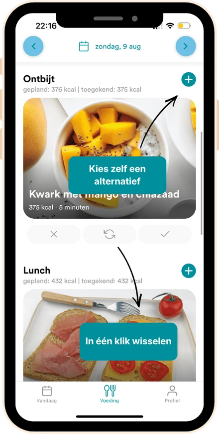 Maaltijden wisselen of zelf een alternatief kiezen