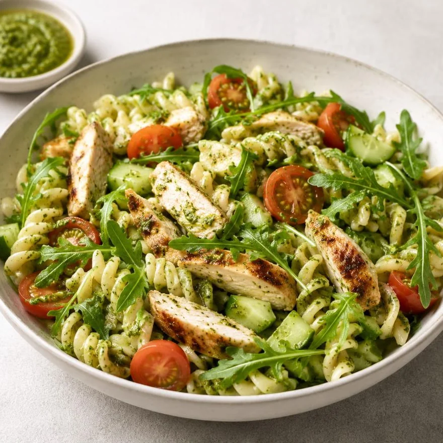 Pasta pesto salade met kip uit de app